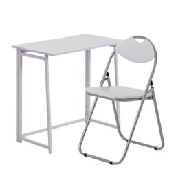 Harbour Housewares Folding Wooden Desk & Chair Set - Compact Computer Office Study Set in Lilac - thumbnail 1