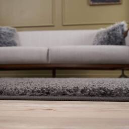 THE RUGS Dark Grey Plain Soft High Pile Shaggy Rugs & Runners Living Room - Size: 120 cm diameter - thumbnail 5