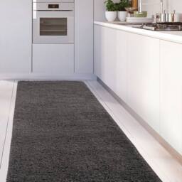 THE RUGS Dark Grey Plain Soft High Pile Shaggy Rugs & Runners Living Room - Size: 120 cm diameter - thumbnail 8
