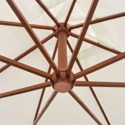 Berkfield Home Hanging Parasol 300x300 cm Wooden Pole White - thumbnail 4