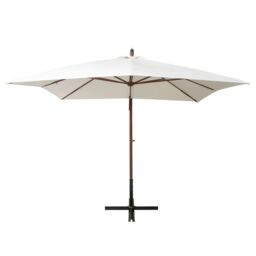Berkfield Home Hanging Parasol 300x300 cm Wooden Pole White - thumbnail 2