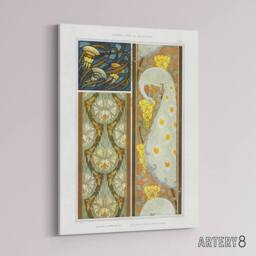 "Artery8 Peacock Jellyfish Lily Nouveau Canvas Wall Art Print Verneuil in Brown - Size: W18"" x H24""" - thumbnail 2