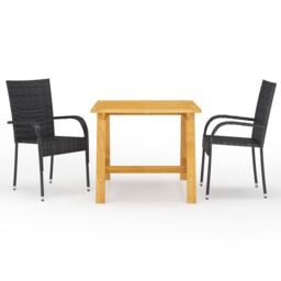 Berkfield Home 3 Piece Garden Dining Set Black