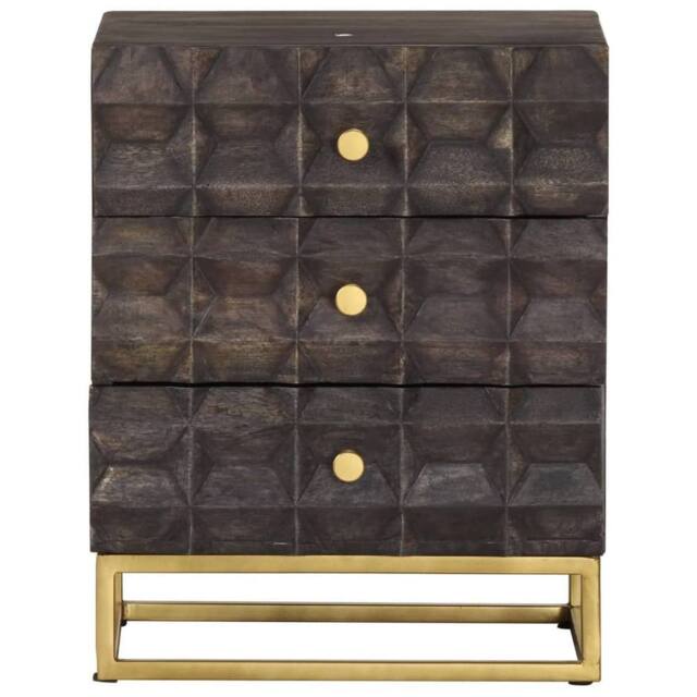 Berkfield Home Bed Cabinet Black 40x30x50 cm Solid Mango Wood - Size: 40 x 30 x 50 cm - image 1