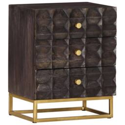Berkfield Home Bed Cabinet Black 40x30x50 cm Solid Mango Wood - Size: 40 x 30 x 50 cm - thumbnail 2