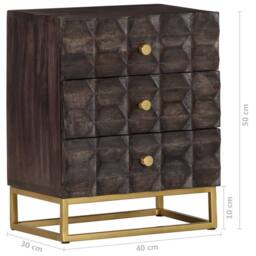 Berkfield Home Bed Cabinet Black 40x30x50 cm Solid Mango Wood - Size: 40 x 30 x 50 cm - thumbnail 8