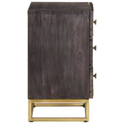 Berkfield Home Bed Cabinet Black 40x30x50 cm Solid Mango Wood - Size: 40 x 30 x 50 cm - thumbnail 3