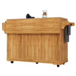 BTM Folding Kitchen Trolley Rattan Drawers Rolling Cart Dark Brown in Light Brown - thumbnail 8