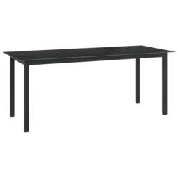Berkfield Home Garden Table Black 190x90x74 cm Aluminium & Glass - Size: 190 x 90 x 74 cm - thumbnail 1