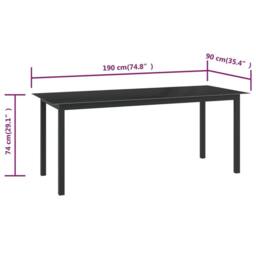 Berkfield Home Garden Table Black 190x90x74 cm Aluminium & Glass - Size: 190 x 90 x 74 cm - thumbnail 5