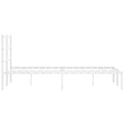 Berkfield Home Metal Bed Frame without Mattress with Headboard White 120x190cm - Size: 120x190 cm - thumbnail 6