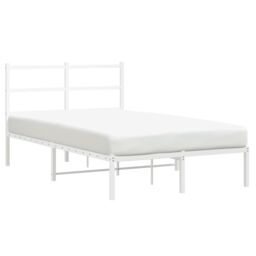 Berkfield Home Metal Bed Frame without Mattress with Headboard White 120x190cm - Size: 120x190 cm - thumbnail 4