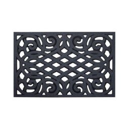 Oseasons Ornate Small Doormat in Grey with Open Back - Size: 40 cm x 60 cm - thumbnail 1