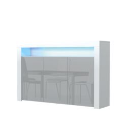 Mex Furniture LTD Sideboard with LED Lighting & Gloss Doors / 155cm in Light Grey - thumbnail 6