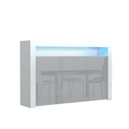 Mex Furniture LTD Sideboard with LED Lighting & Gloss Doors / 155cm in Light Grey - thumbnail 2