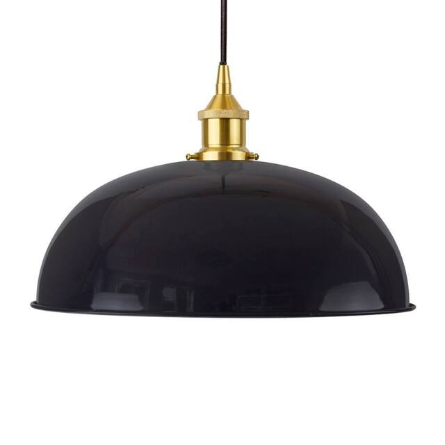 SE Home Navy Blue Worcester Pendant Light - Polished Brass - Black Round - image 1