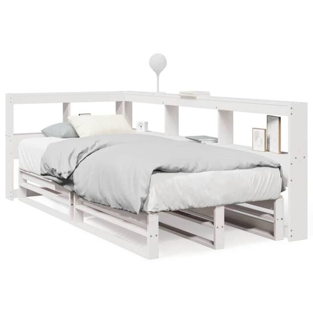 Berkfield Home Bookcase Bed without Mattress White 90x190cm Solid Wood Pine - Size: 90x190 cm - image 1