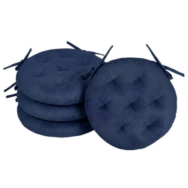 Harbour Housewares Round Seat Pads - 40 x 40cm - Pack of 4 in Navy - Size: 40 x 40 cm - image 1