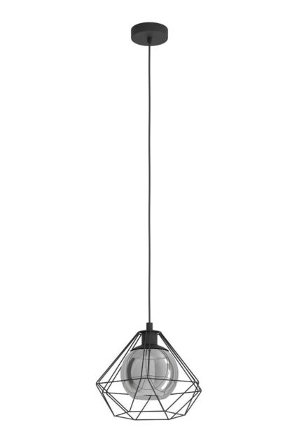 Eglo Vernham Smoke Metal & Glass 1 Light Ceiling Pendant in Black - image 1
