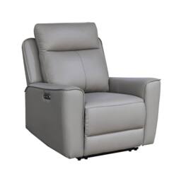 Aspire Rivington Real Leather Power Recliner Armchair with USB Charging in Grey - thumbnail 3