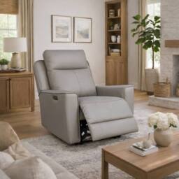 Aspire Rivington Real Leather Power Recliner Armchair with USB Charging in Grey - thumbnail 2