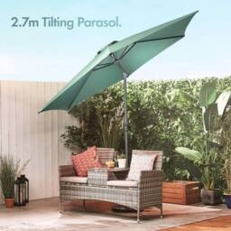 VonHaus 2.7M Dark Green Steel Garden Parasol - thumbnail 2