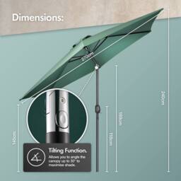 VonHaus 2.7M Dark Green Steel Garden Parasol - thumbnail 7