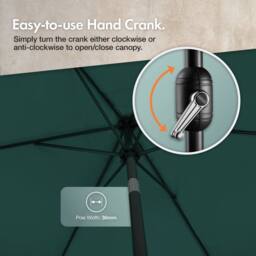 VonHaus 2.7M Dark Green Steel Garden Parasol - thumbnail 6