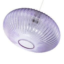 Happy Homewares Modern Designer Line Ribbed Glass Oval Pendant Lamp Shade in Lilac - Size: 12 inches - thumbnail 3