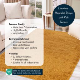 Desire Rugs Modern Elegant Soft Shaggy Rug for Living Rooms - Stylish Area Rugs in Gold - Size: 200 cm x 290 cm - thumbnail 3