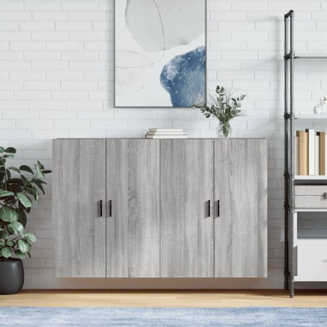 Berkfield Home Wall Mounted Cabinets 2 pcs Grey Sonoma 69.5x34x90 cm - image 1
