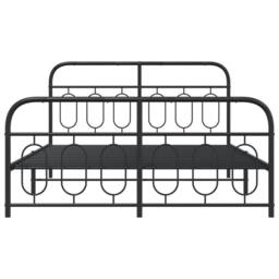 Berkfield Home Metal Bed Frame without Mattress with Footboard Black 140x190cm - Size: 140x190 cm - thumbnail 4