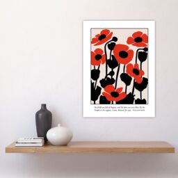 "Artery8 Poppies Early Pearly Morning Graphic Design Wall Art Print in Red - Size: W24"" x H32""" - thumbnail 4