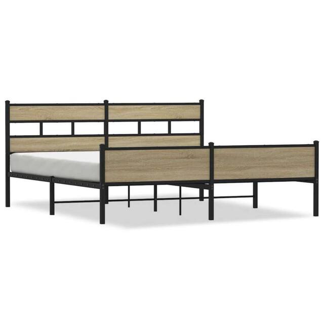 Berkfield Home Metal Bed Frame without Mattress Sonoma Oak 180x200 cm Super King in Light Oak - image 1