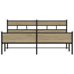 Berkfield Home Metal Bed Frame without Mattress Sonoma Oak 180x200 cm Super King in Light Oak - thumbnail 4