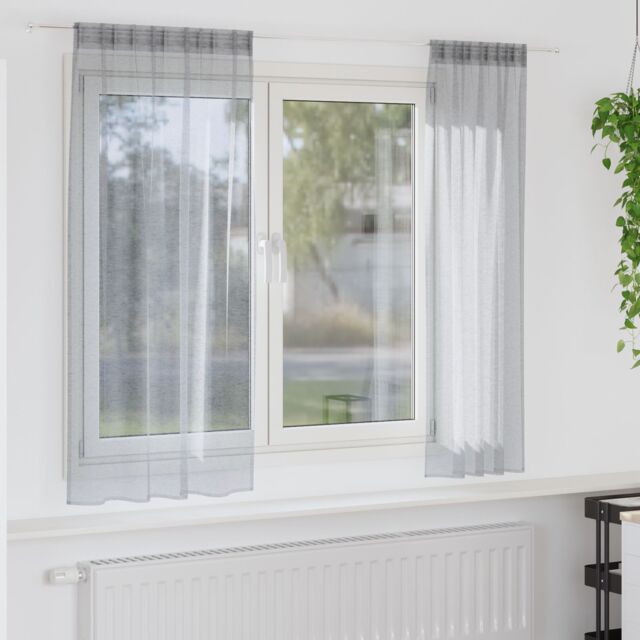 Berkfield Home Curtains with Curtains 2 pcs Dark gray 140 x 175 cm Polyester in Grey - image 1