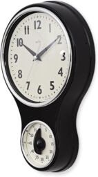 Acctim Kitchen Time Wall Clock Timer Quartz Retro Style Domed Glass Lens 20cm in Black - thumbnail 4