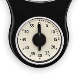 Acctim Kitchen Time Wall Clock Timer Quartz Retro Style Domed Glass Lens 20cm in Black - thumbnail 3