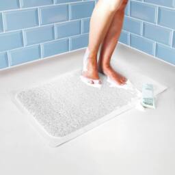 Clarsen Shower Loofah Mat, Anti-Bacterial with 8 Suction Cups in Aqua - thumbnail 2