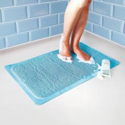Clarsen Shower Loofah Mat, Anti-Bacterial with 8 Suction Cups in Aqua - thumbnail 1