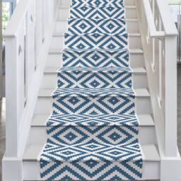 runrug Stair Runner Carpet - Reversible & Durable, 2mm - 'Blue Lagoon' in Blue - Size: 70 cm x 510 cm - thumbnail 1