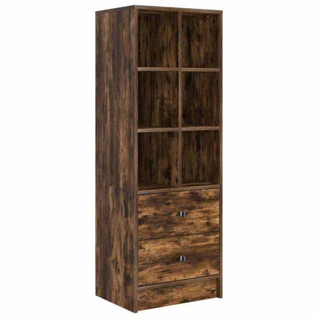 Berkfield Home Smoked Oak Shelving Unit Smoked Oak Engineered Wood Medium in Brown - image 1