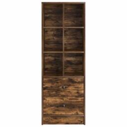 Berkfield Home Smoked Oak Shelving Unit Smoked Oak Engineered Wood Medium in Brown - thumbnail 6
