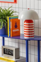 PRESENT TIME Leitmotiv Iron Table Lamp Rayado Retro - Bright Orange/White in Orange - thumbnail 2