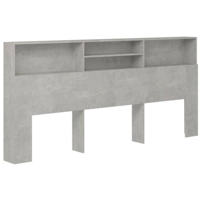 Berkfield Home Headboard Cabinet Concrete Grey 220x19x103.5 cm - image 1