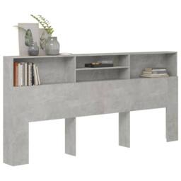 Berkfield Home Headboard Cabinet Concrete Grey 220x19x103.5 cm - thumbnail 6