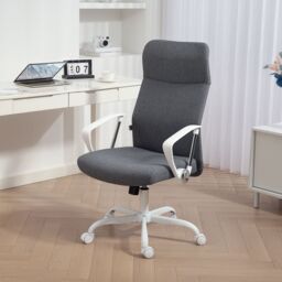 HOMCOM High Back Office Chair, Computer Desk Chair for Home, Grey - thumbnail 1
