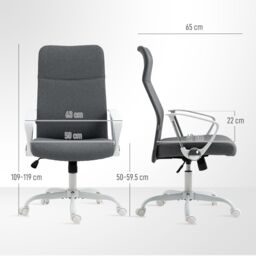 HOMCOM High Back Office Chair, Computer Desk Chair for Home, Grey - thumbnail 3