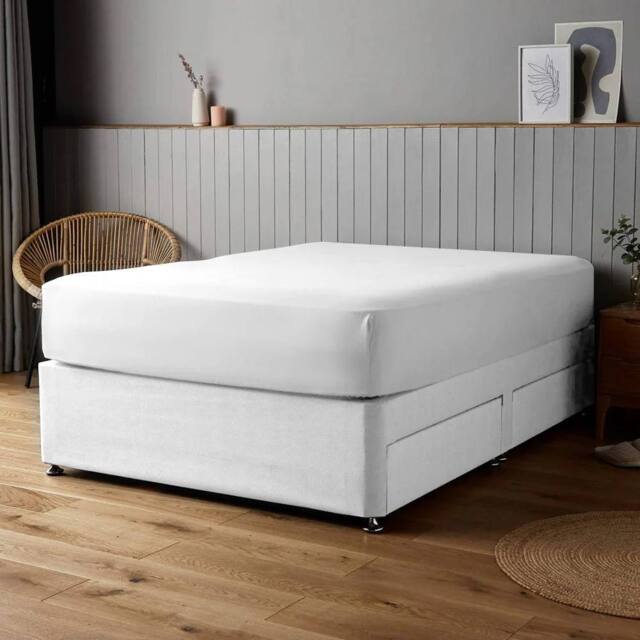 Voltico Silentnight Supersoft Fitted Sheet Double - White or Charcoal - image 1