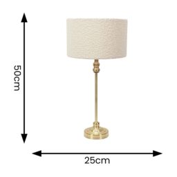 ValueLights Maggie Gold Metal Candlestick Slim Table Lamp with Cream Boucle Drum Lamp Shade - thumbnail 5